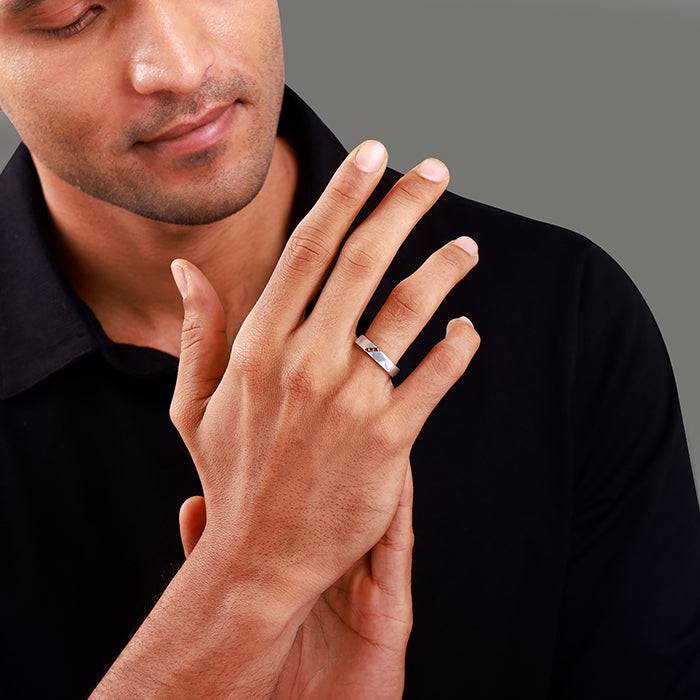 925 Silver Trend Garnet Ring For Him ,Fixed Size| Gifts For Men & Boys : R02497_17