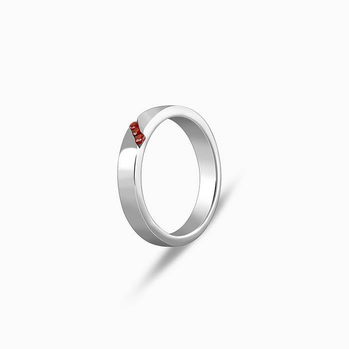 925 Silver Trend Garnet Ring For Him ,Fixed Size| Gifts For Men & Boys : R02497_17