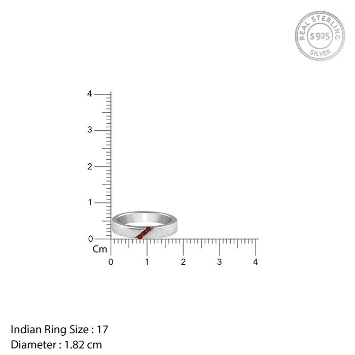 925 Silver Trend Garnet Ring For Him ,Fixed Size| Gifts For Men & Boys : R02497_17