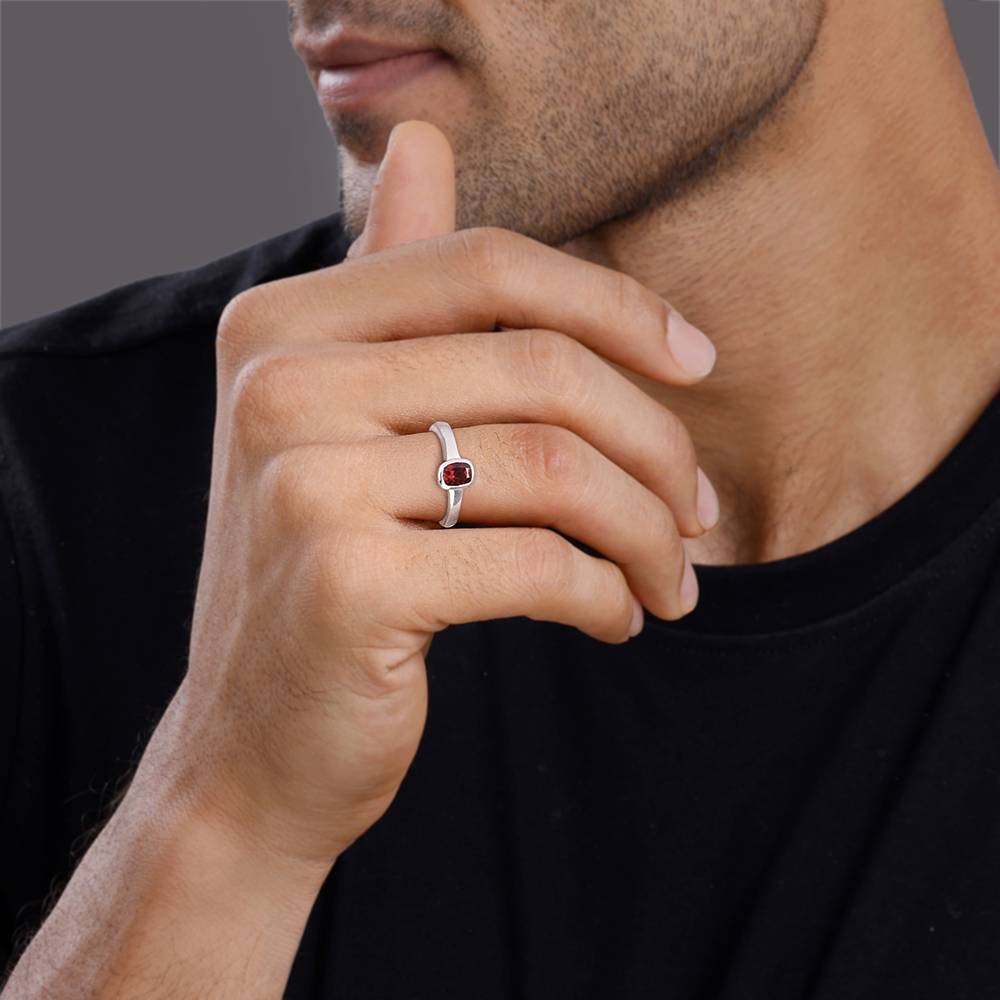 Giva 925 Silver Garnet Ring For Him,Fixed Size, Indian - 20 : R02522