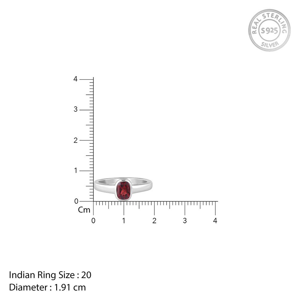 Giva 925 Silver Garnet Ring For Him,Fixed Size, Indian - 20 : R02522