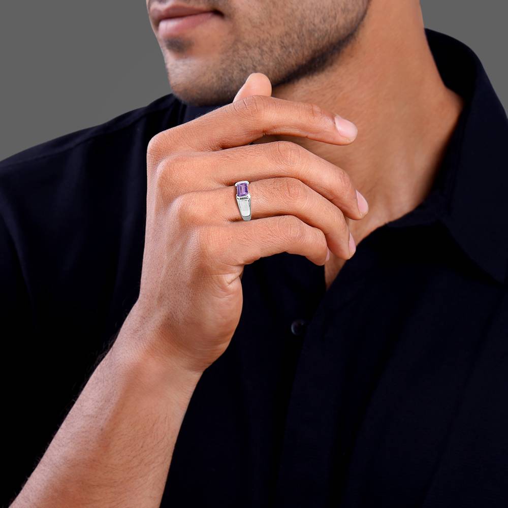Giva 925 Silver Purple Crest Ring For Him : R02525