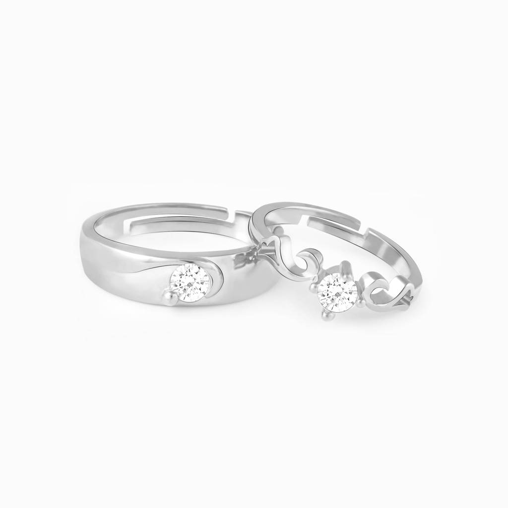 Silver Glowing In Love Couple Rings : R0252
