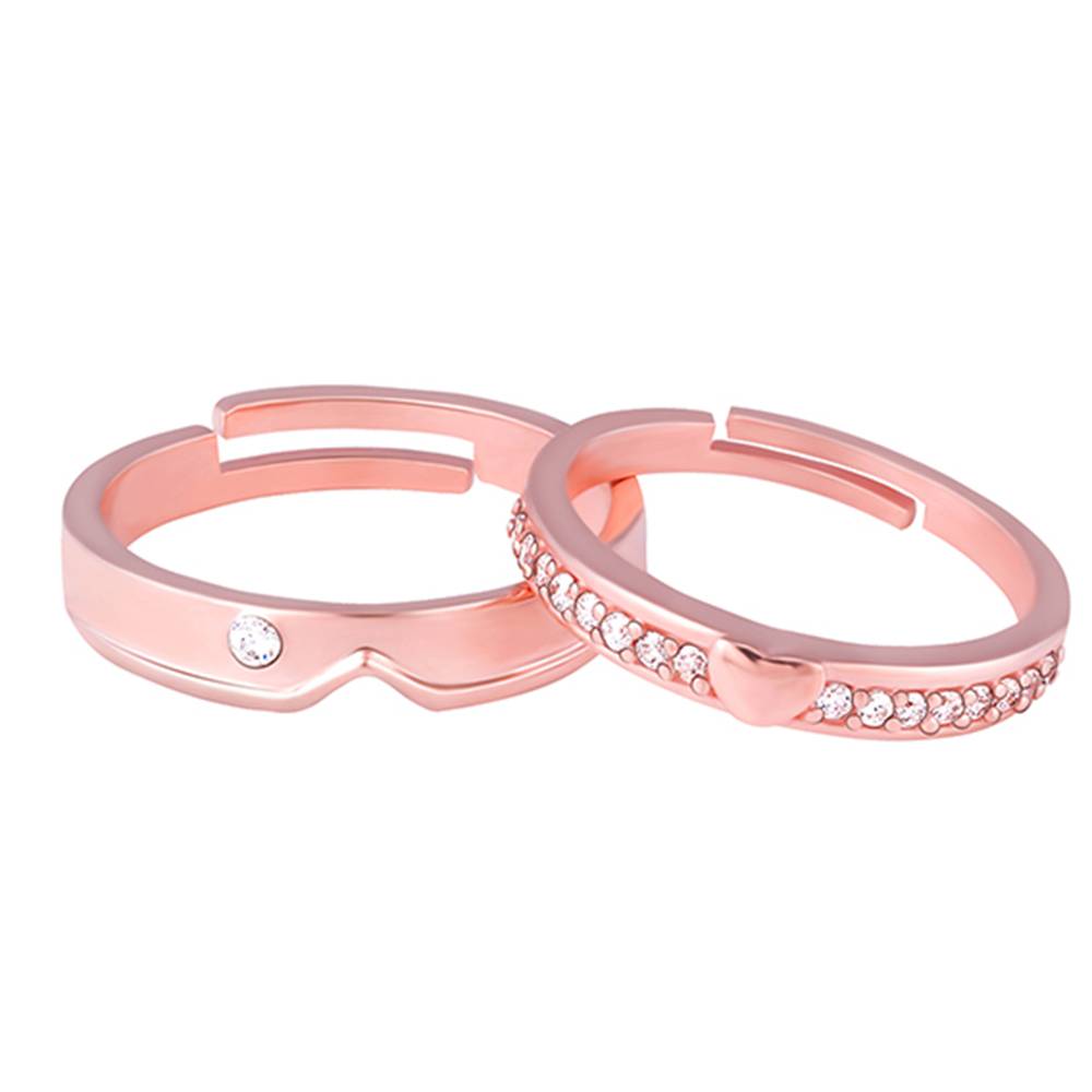 Giva 925 Sterling Silver Rose Gold I Heart It Couple Rings, Adjustable : R0255