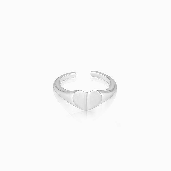 Silver Heart Fold Ring : R0312