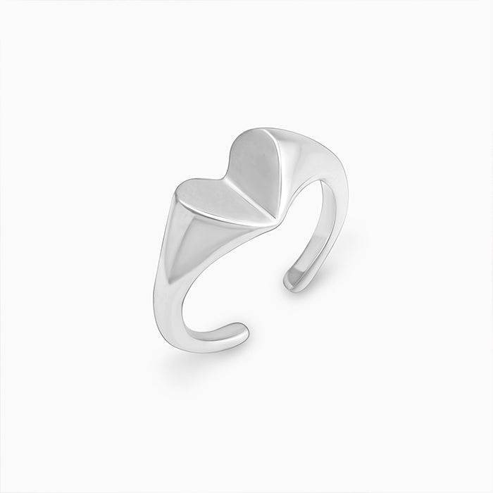 Silver Heart Fold Ring : R0312