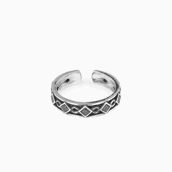 Oxidised Silver Rhombus Ring : R0339