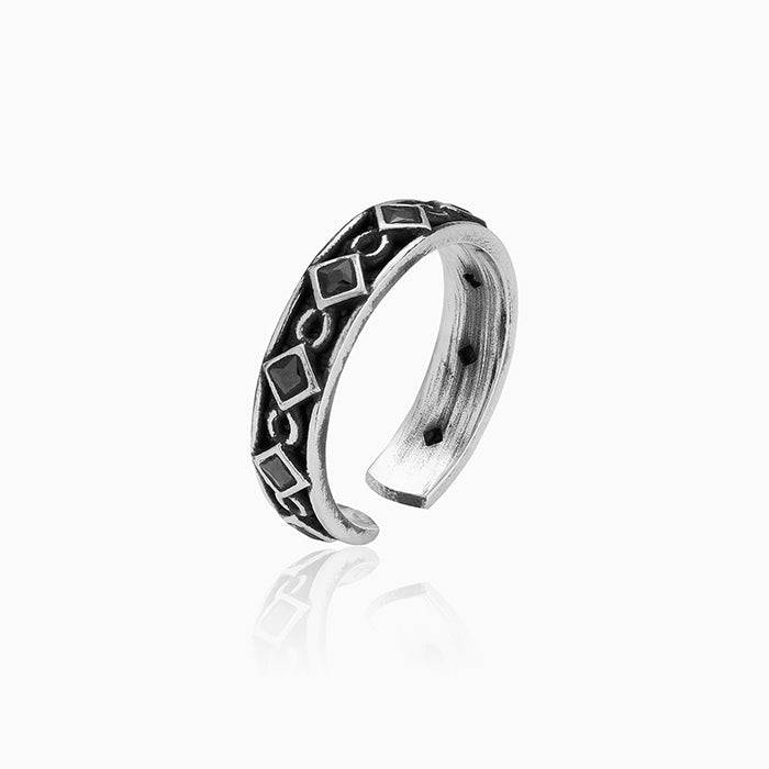 Oxidised Silver Rhombus Ring : R0339