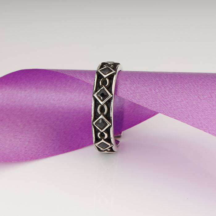 Oxidised Silver Rhombus Ring : R0339