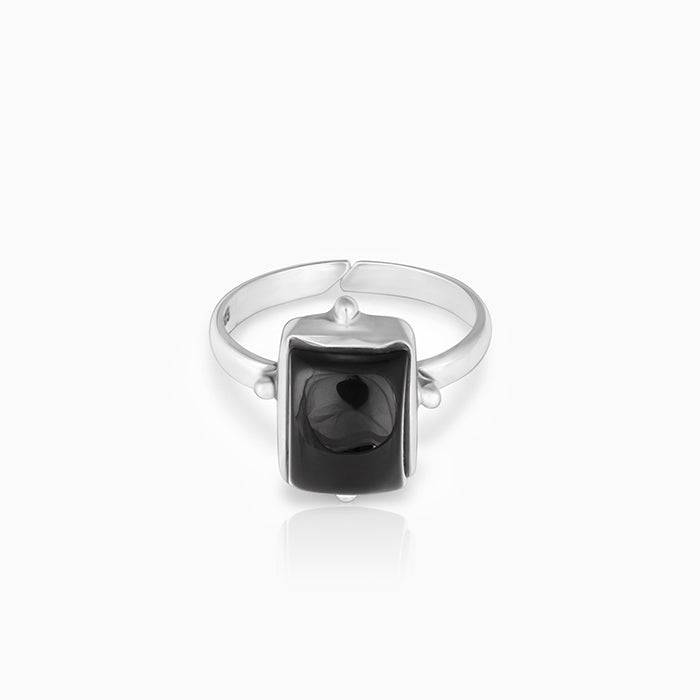 Silver Black Bold Ring : R0353