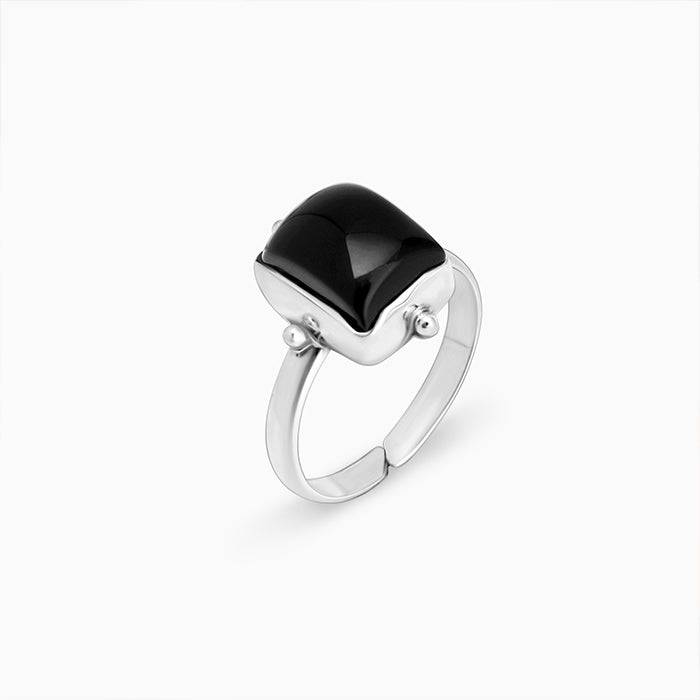 Silver Black Bold Ring : R0353