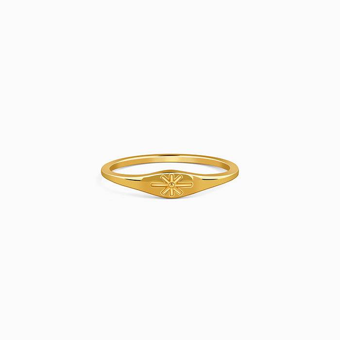 925 Silver Golden Floral Promise Ring,Fixed Size, Indian Size - 12| Gifts For Women And Girls : R03551