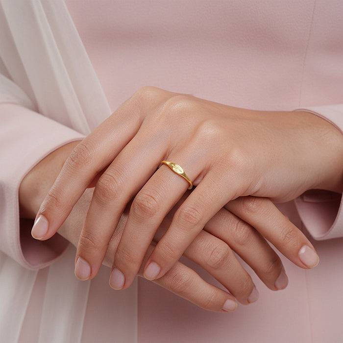 925 Silver Golden Floral Promise Ring,Fixed Size, Indian Size - 12| Gifts For Women And Girls : R03551