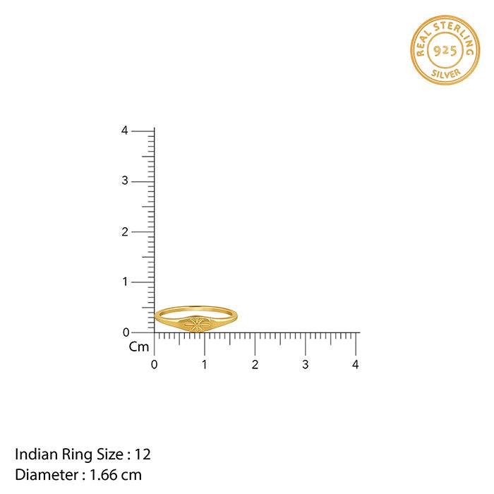 925 Silver Golden Floral Promise Ring,Fixed Size, Indian Size - 12| Gifts For Women And Girls : R03551