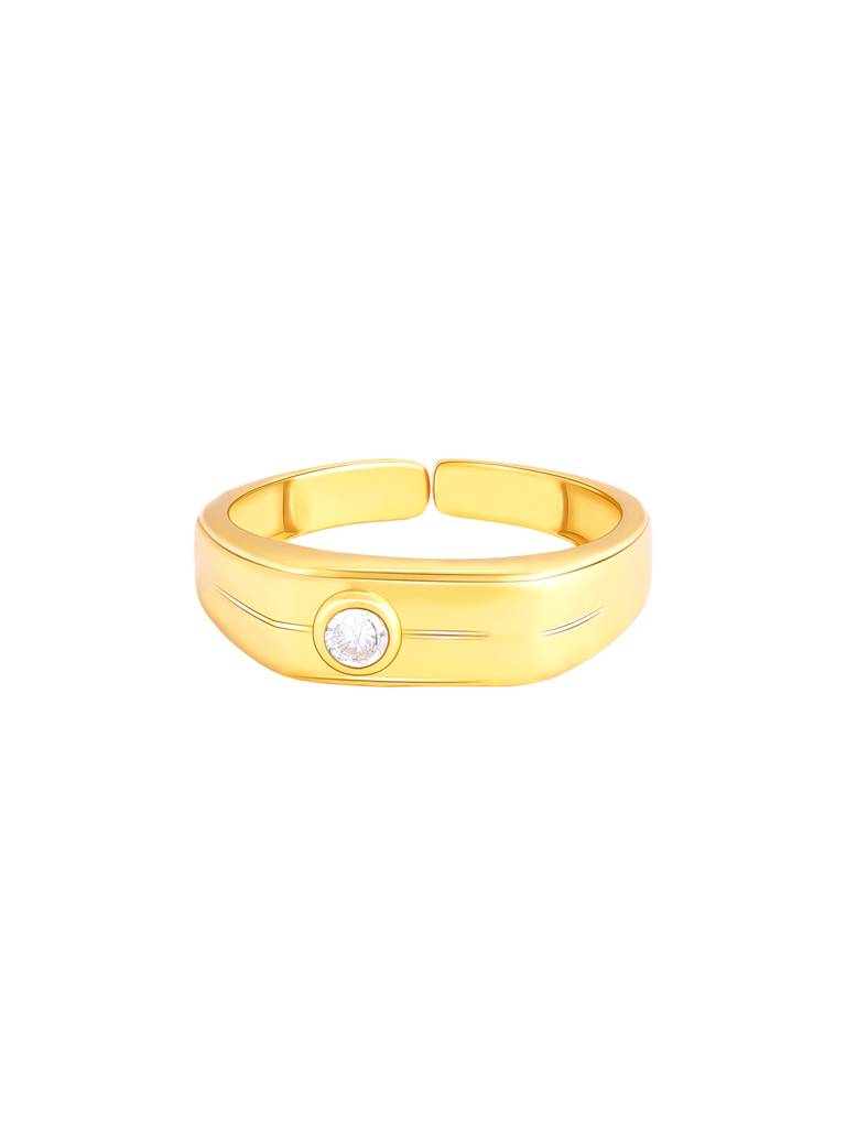 GIVA 925 Sterling Silver Golden Single Stone Ring for Him