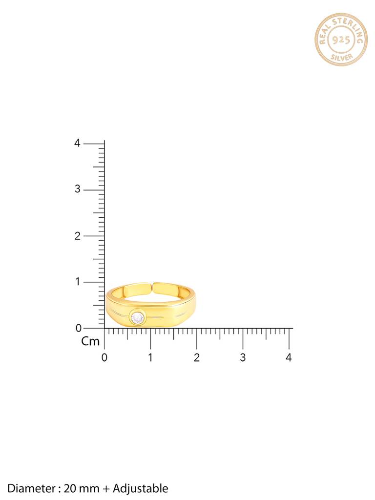 GIVA 925 Sterling Silver Golden Single Stone Ring for Him