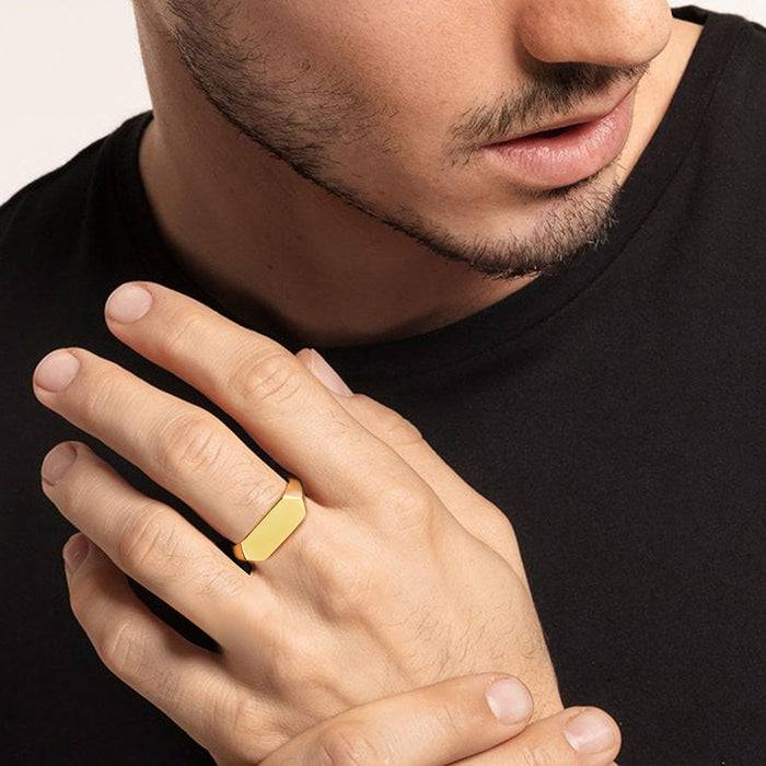 Golden Hexagon Ring For Him : R0364
