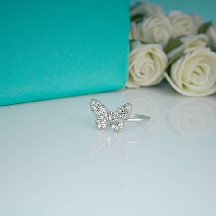 Silver Zircon Butterfly Flutter Ring : R0377