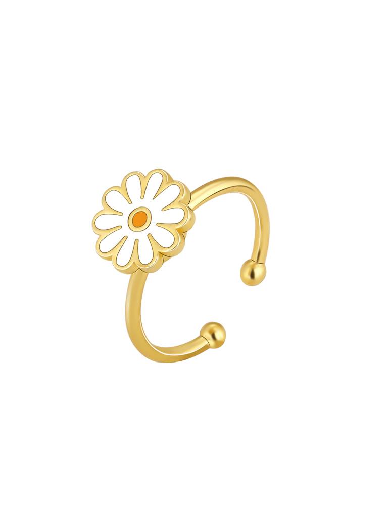 GIVA 925 Sterling Silver Golden White Daisy Spin Ring