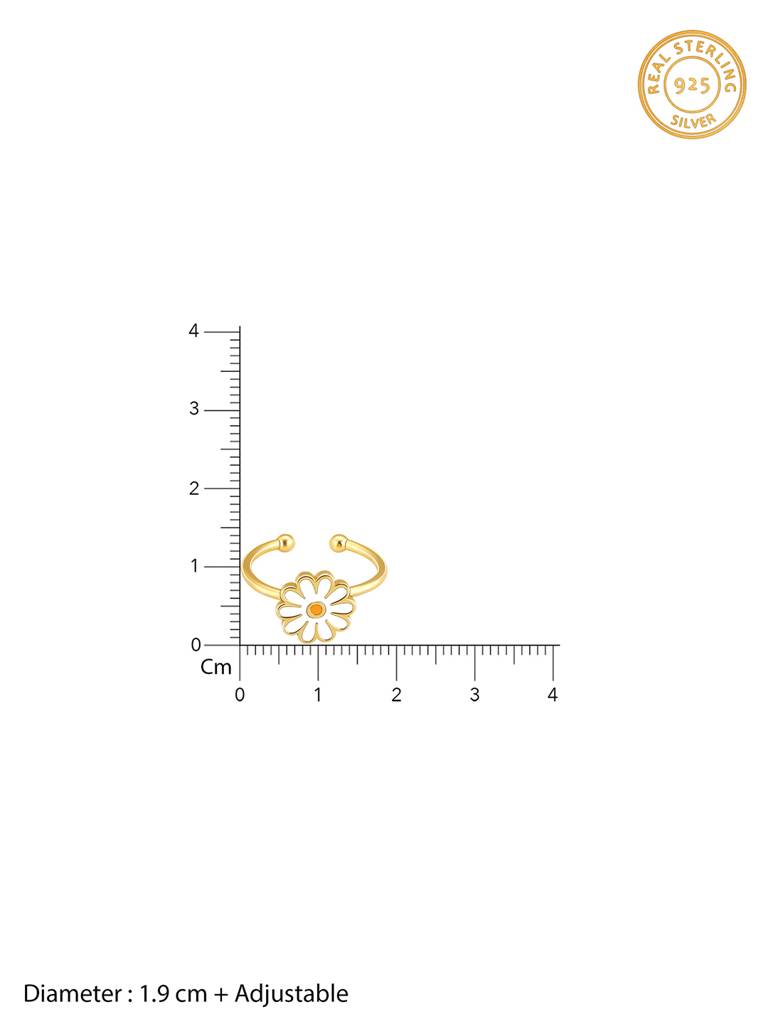 GIVA 925 Sterling Silver Golden White Daisy Spin Ring