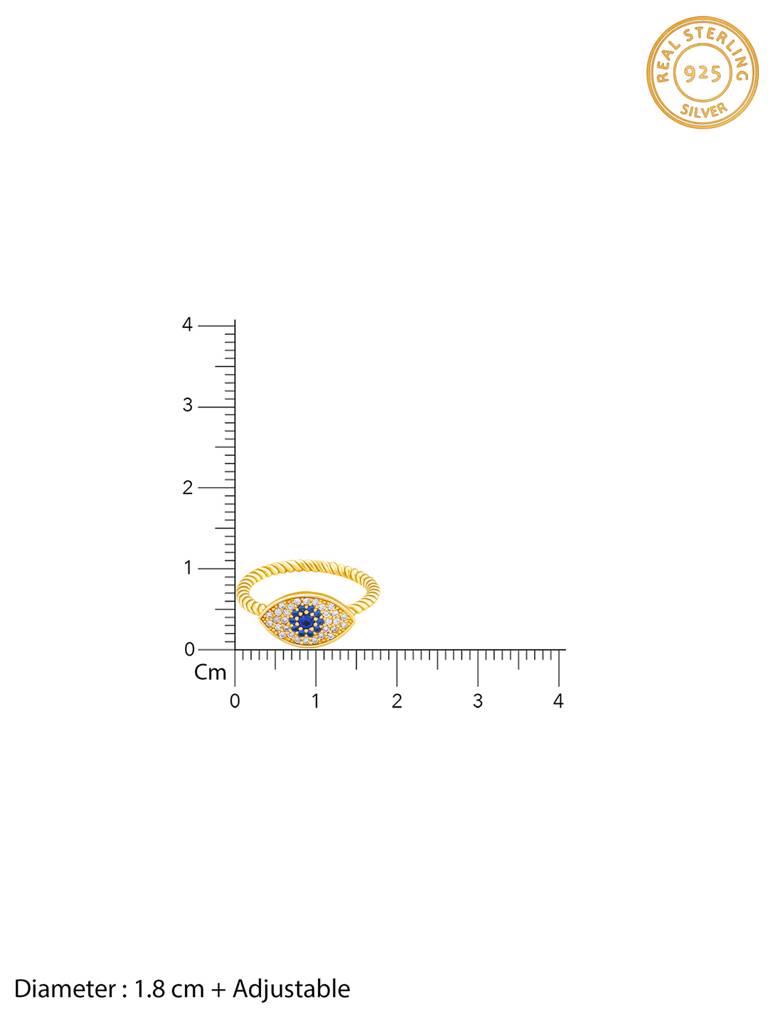 GIVA 925 Sterling Silver Golden Studded Evil Eye Spin Ring