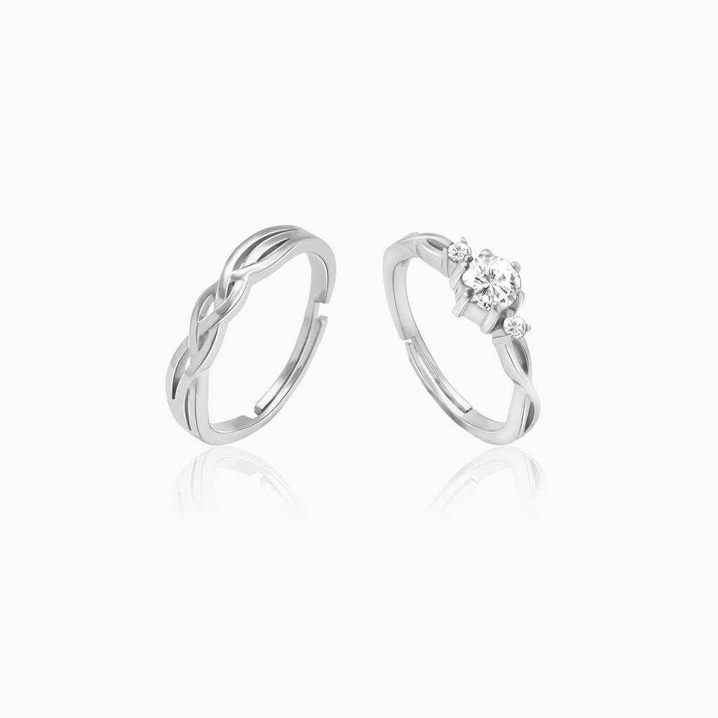 Silver Elegant Love Couples Rings : R0412