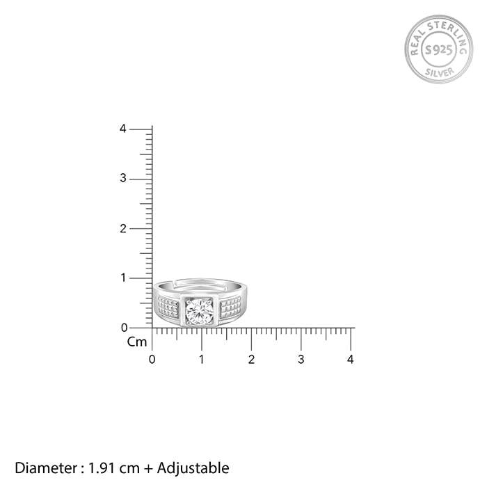 Silver Classic Stud Ring For Him : R0454