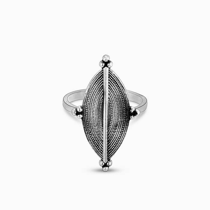 925 Oxidised Silver Willow Ring : R0468