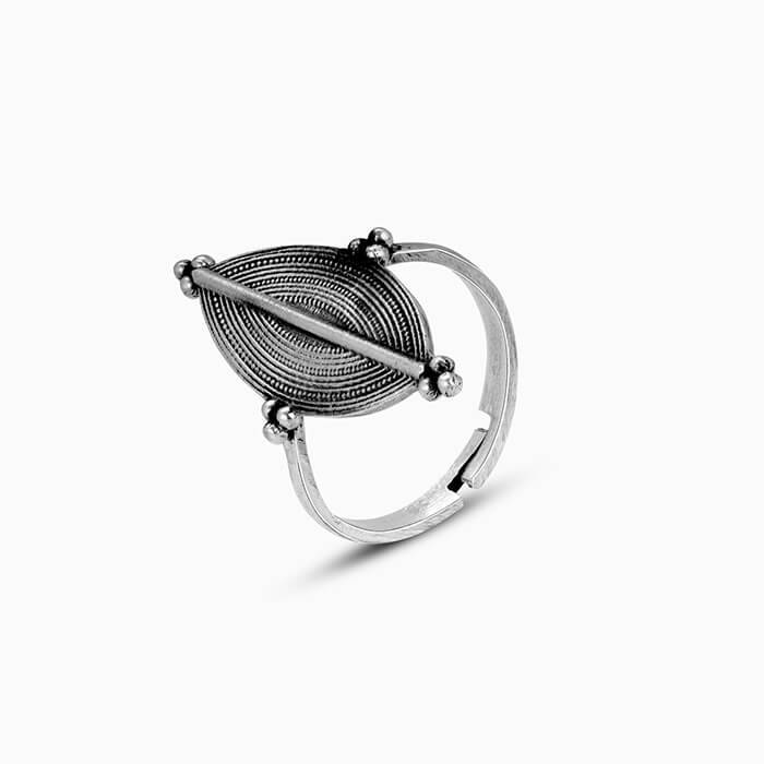 925 Oxidised Silver Willow Ring : R0468