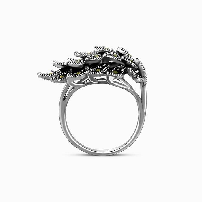 Giva 925 Oxidised Silver Plumed Ring,Fixed Size,Indian - 15| Gifts For Women And Girls | With Certif : R0482