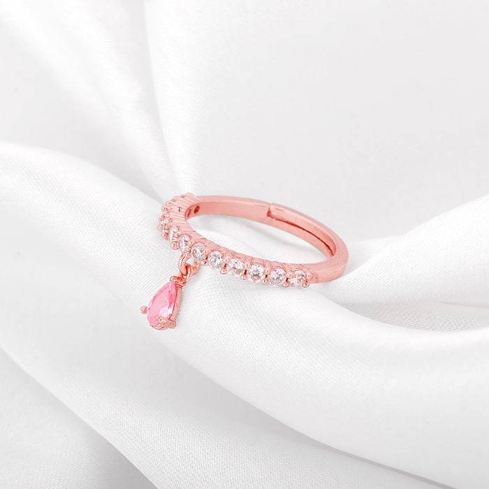 Rose Gold Dangling Snowdrop Ring : R0513