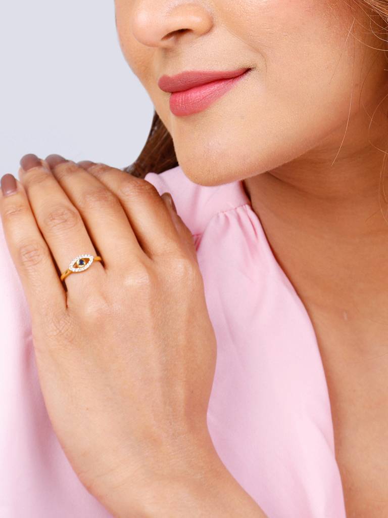 GIVA 925 Sterling Silver Golden Evil Eye Saviour Ring