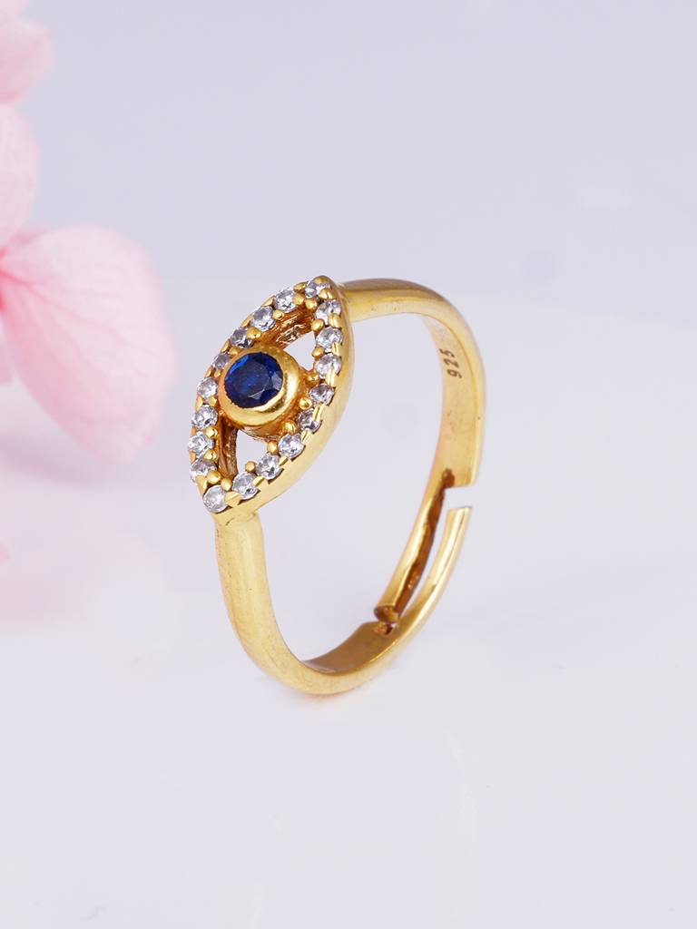 GIVA 925 Sterling Silver Golden Evil Eye Saviour Ring