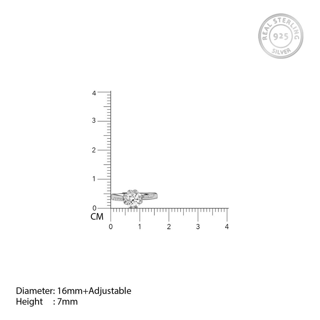 Silver Zircon Blooming Flower Ring : R051