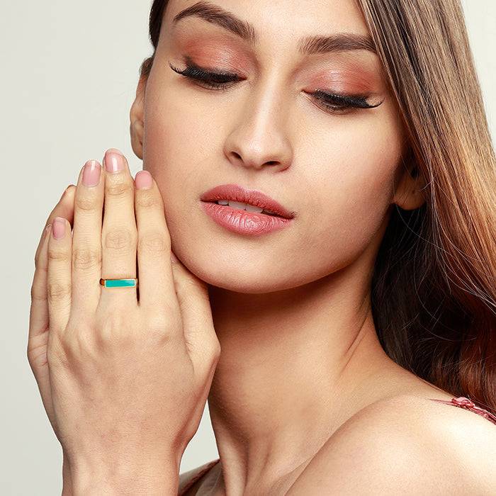 Golden Aquamarine Serenity Ring : R0521