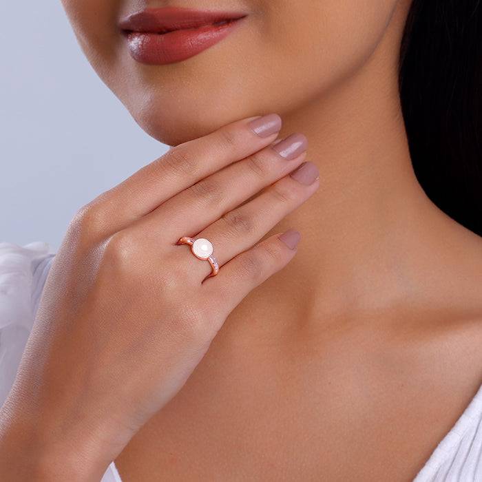 925 Silver Rose Gold Heather Ring : R0539