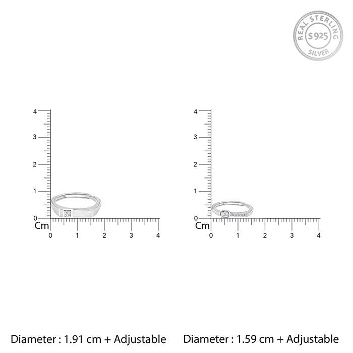 Silver Zircon Love Language Couple Rings : R0562
