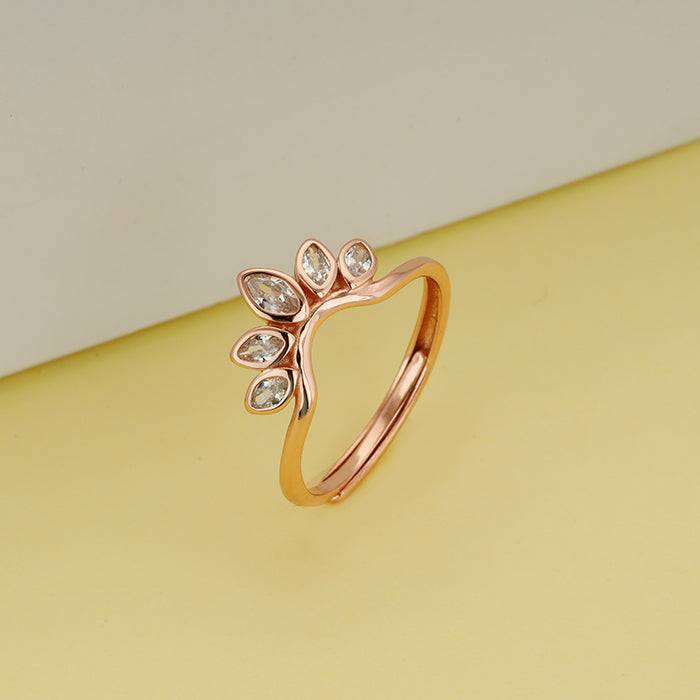 Rose Gold Lotus Crown Ring : R0563