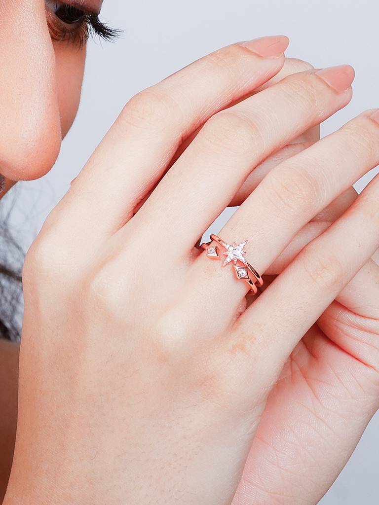 GIVA 925 Sterling Silver Rose Gold Celestial Love Ring