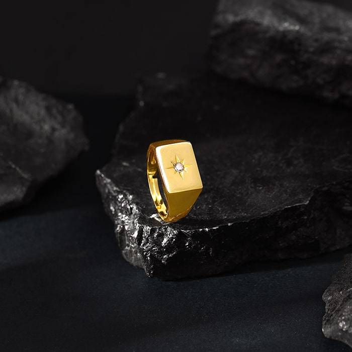 Golden Rise Star Ring For Him : R0578