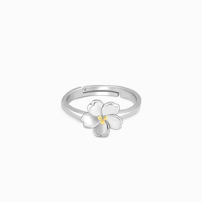 Silver Rose Of Winter Flower Ring : R0596