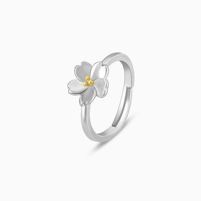 Silver Rose Of Winter Flower Ring : R0596