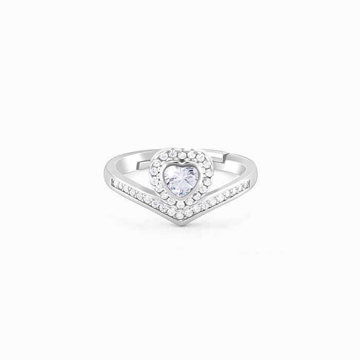 Silver Zircon Crown Heart Ring : R060