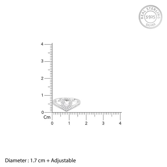 Silver Zircon Crown Heart Ring : R060
