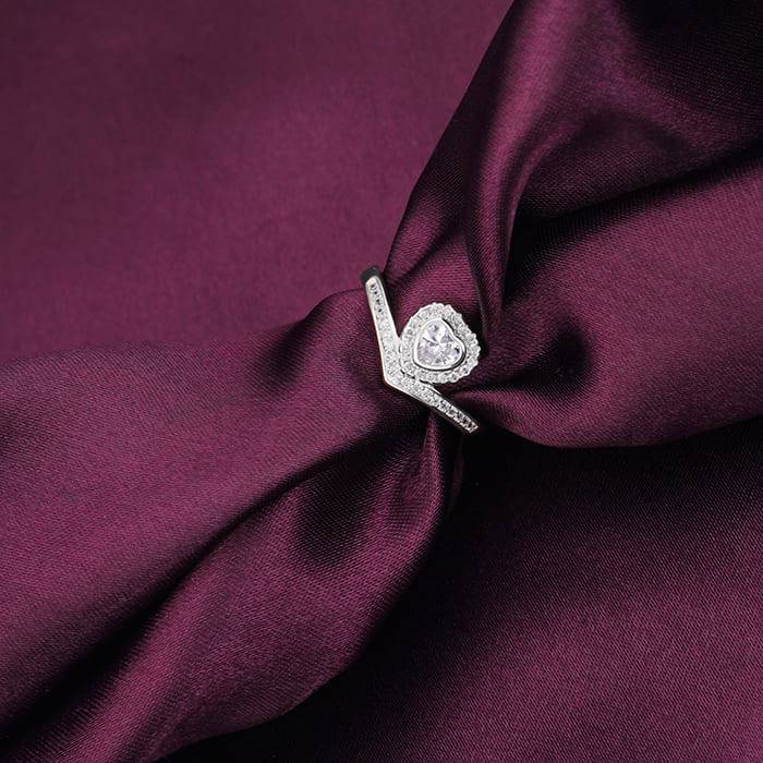 Silver Zircon Crown Heart Ring : R060