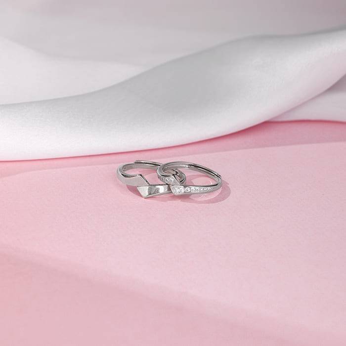 Giva 925 Silver Sinuosity Couple Rings,Adjustable | Gifts For Men And Women | With Certifi : R0612