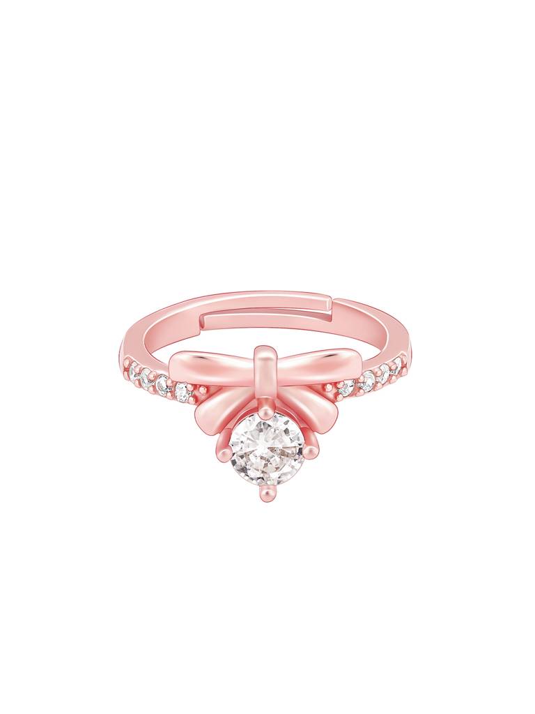 GIVA 925 Sterling Silver Rose Gold Ribbon Dance Ring