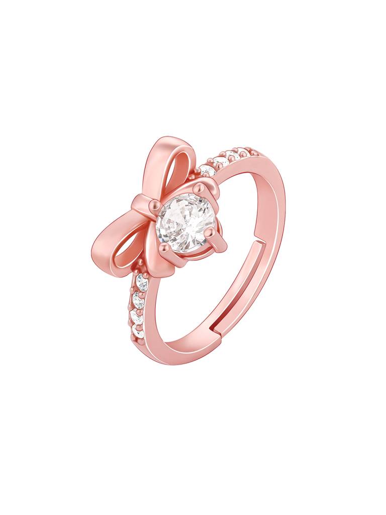 GIVA 925 Sterling Silver Rose Gold Ribbon Dance Ring