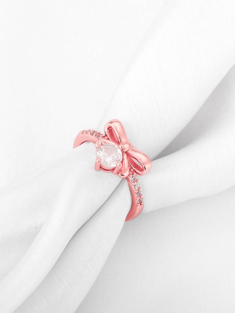 GIVA 925 Sterling Silver Rose Gold Ribbon Dance Ring