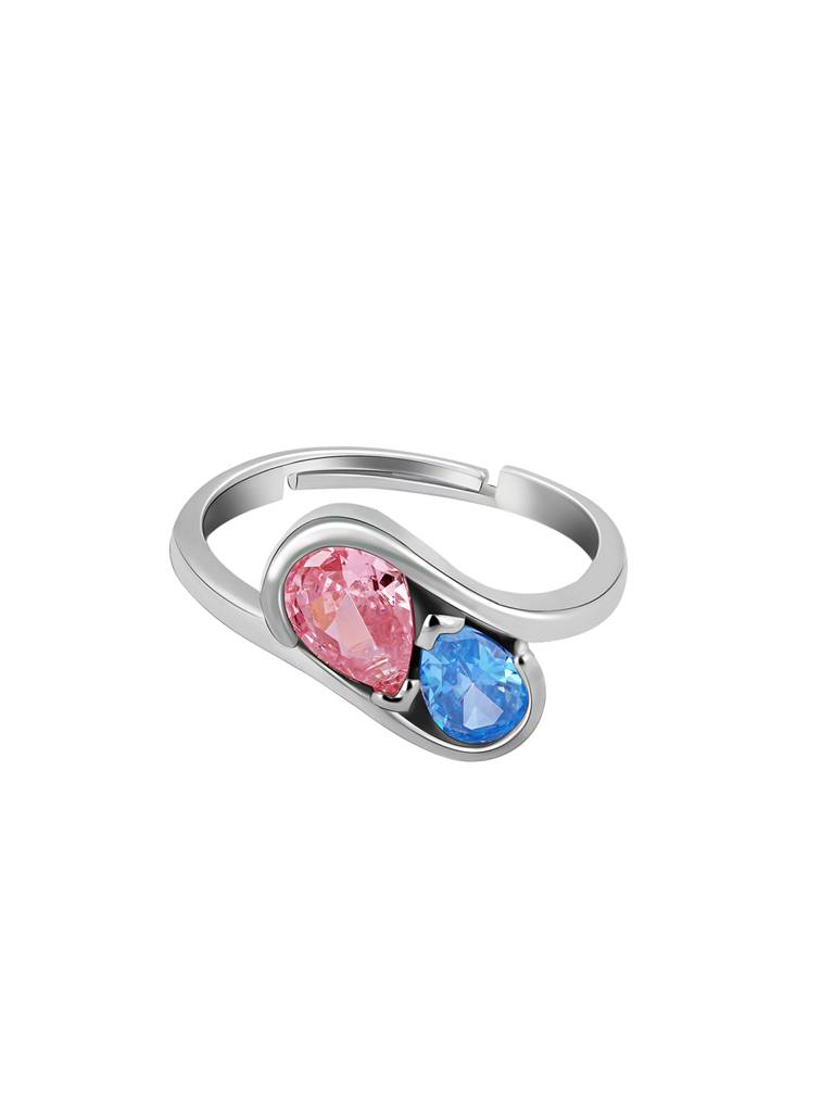 GIVA 925 Sterling Silver Blue and Pink Stone Ring